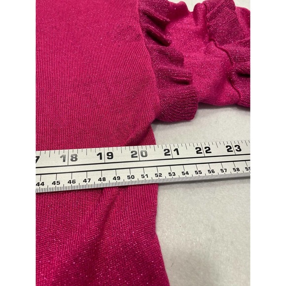 Love at First Find Size L Ruffle Sleeve Crew Pullover Sweater Metallic Shimmer - Picture 5 of 8